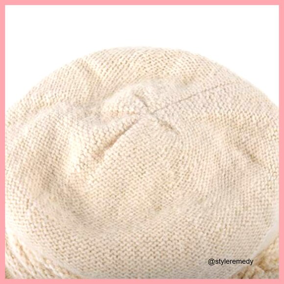 Wool Knit Cloche Hat with Side Flower Design, Stretchy Fit main image 7